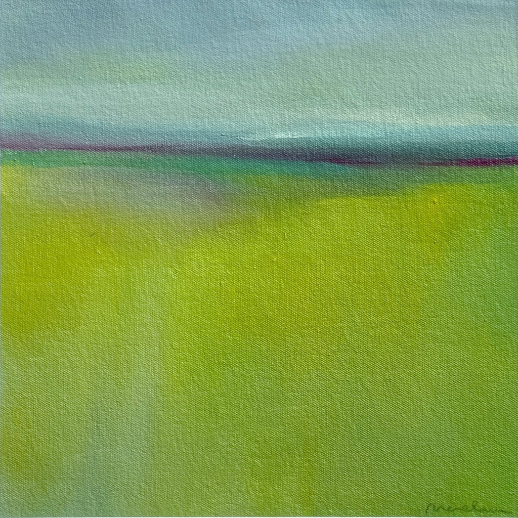 Abstract painting with a gradient from green to blue