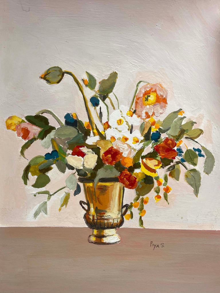 Piya Samant original gouache floral painting