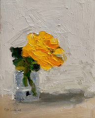 Piya Samant original artwork contemporary painting yellow flower in a glass vase