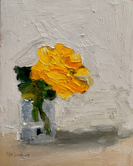 Piya Samant original artwork contemporary painting yellow flower in a glass vase