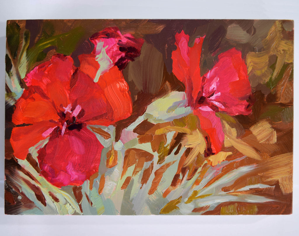 Chloe McEldowney, Cool Red Blooms - Original Painting