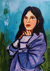 Winibey López, Interior in Green - Original Painting