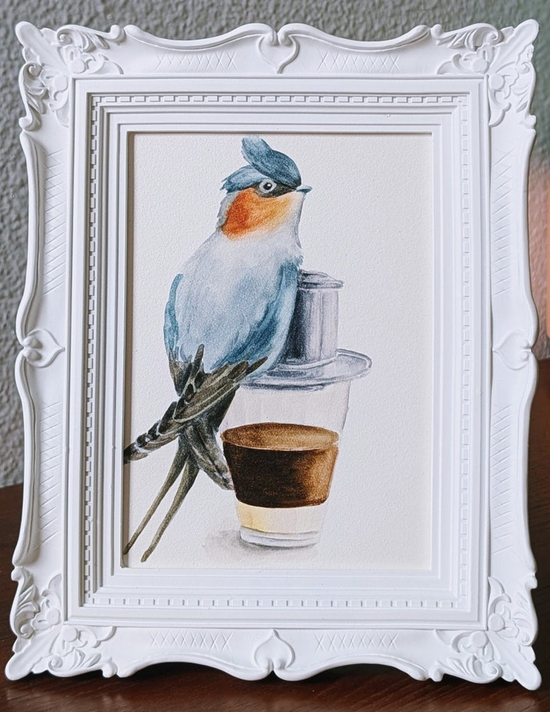 Volta Voloshin-Smith, Crested Treeswift on a Cà Phê Sữa Đá - Original Painting