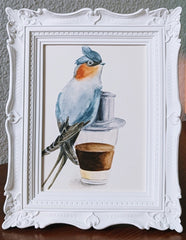 Volta Voloshin-Smith, Crested Treeswift on a Cà Phê Sữa Đá - Original Painting