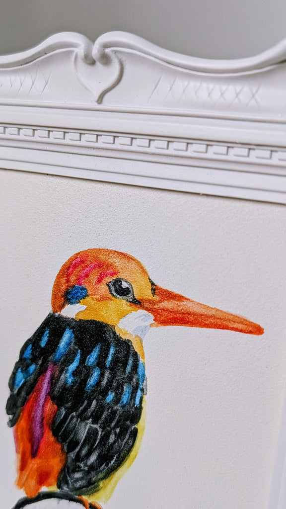Volta Voloshin-Smith, Three Toed Kingfisher on a Tofu Kimbap - Original Painting
