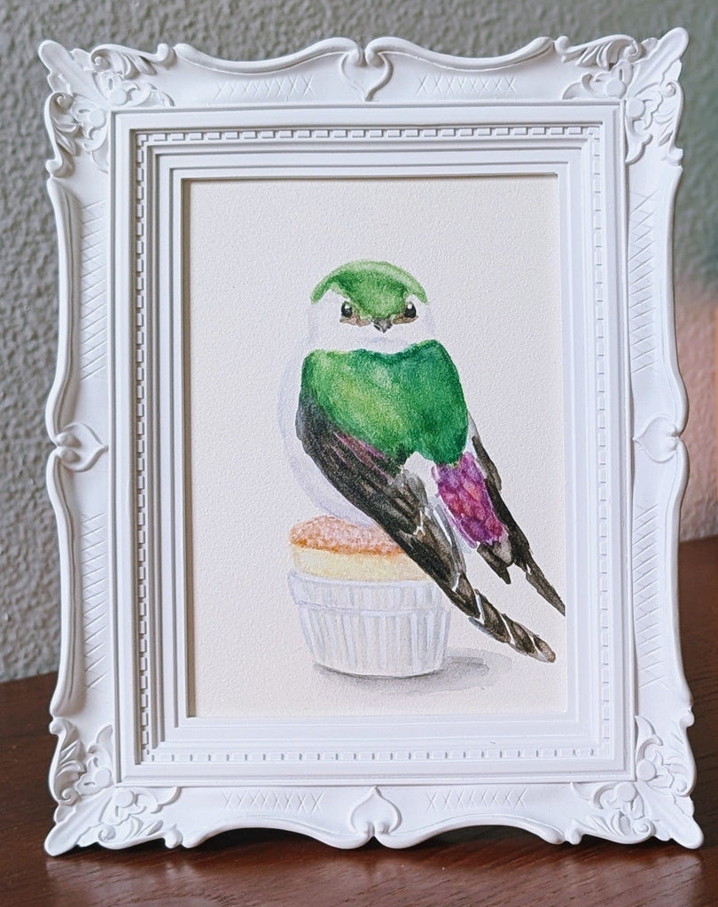 Volta Voloshin-Smith, Violet Green Swallow on a Souffle - Original Painting