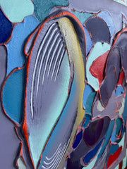 Abstract art with textured brush strokes in various colors