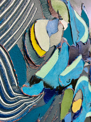 Abstract art with colorful shapes and patterns