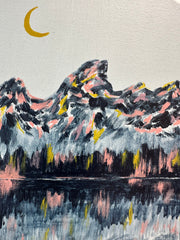 Abstract art with blue, pink, and yellow brush strokes. landscape painting artwork for sale online gallery