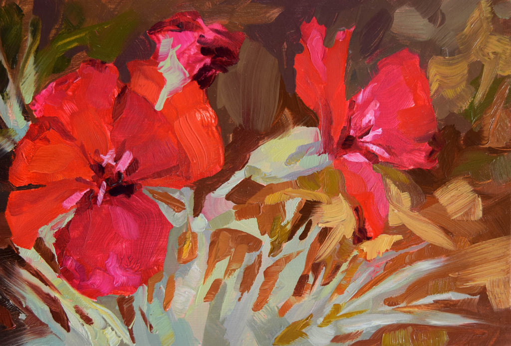 Chloe McEldowney, Cool Red Blooms - Original Painting