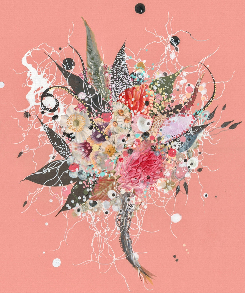 Jenny Brown, Cream & Sun-faded Flowers - Original Collage