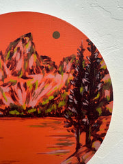 Abstract painting of a tree on an orange background original art for sale