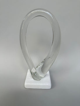 Contemporary art glass sculpture with stone base