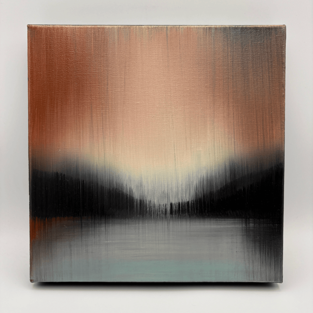 Abstract painting with gradient colors on a white background