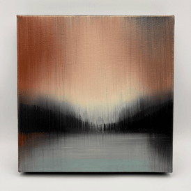 Abstract painting with gradient colors on a white background