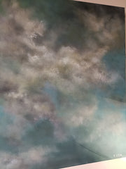 Abstract art with swirling colors on a textured surface. Landscape painting original contemporary art. 