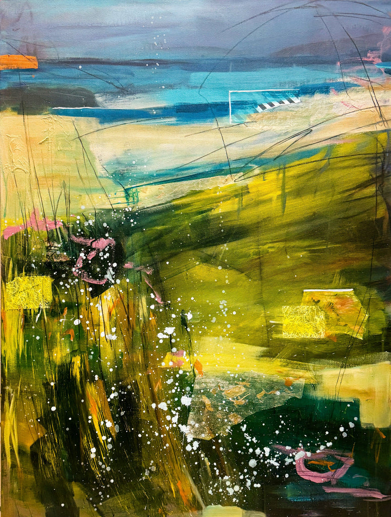 Abstract artwork with bold colors and brush strokes