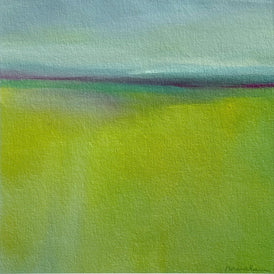Abstract painting with a gradient from green to blue