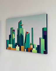 Abstract cityscape artwork original painting by Ji Young Yoon artist painter