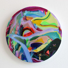 Kim Tateo abstract artwork round painting