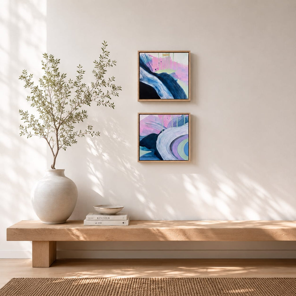 Nicolle Cure, Pink Mint Moon 2 - Original Abstract Painting
