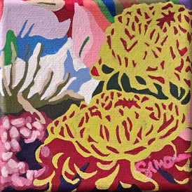 Colorful painting with floral pattern by Simone Bailey Campbell