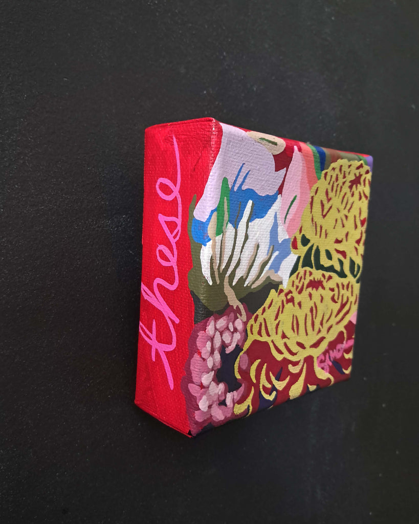 Colorful painting original art with floral design