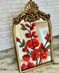 Piya Samant oil painting on vintage desk mirror 