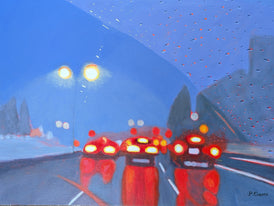 Contemporary painting original art rainy cityscape Toronto Canadian artist