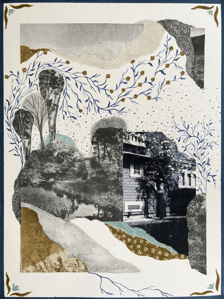 Twiggy Boyer, Beneath a Sky of Flowers - Original Collage