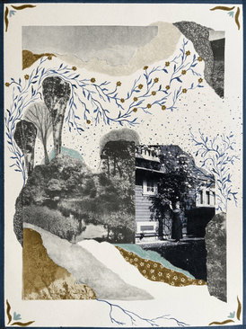 Twiggy Boyer, Beneath a Sky of Flowers - Original Collage