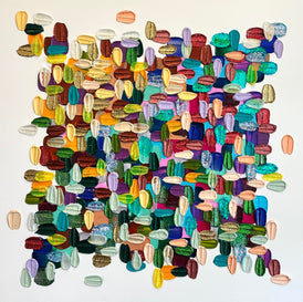 Colorful abstract painting on a white background by Shiri Phillips