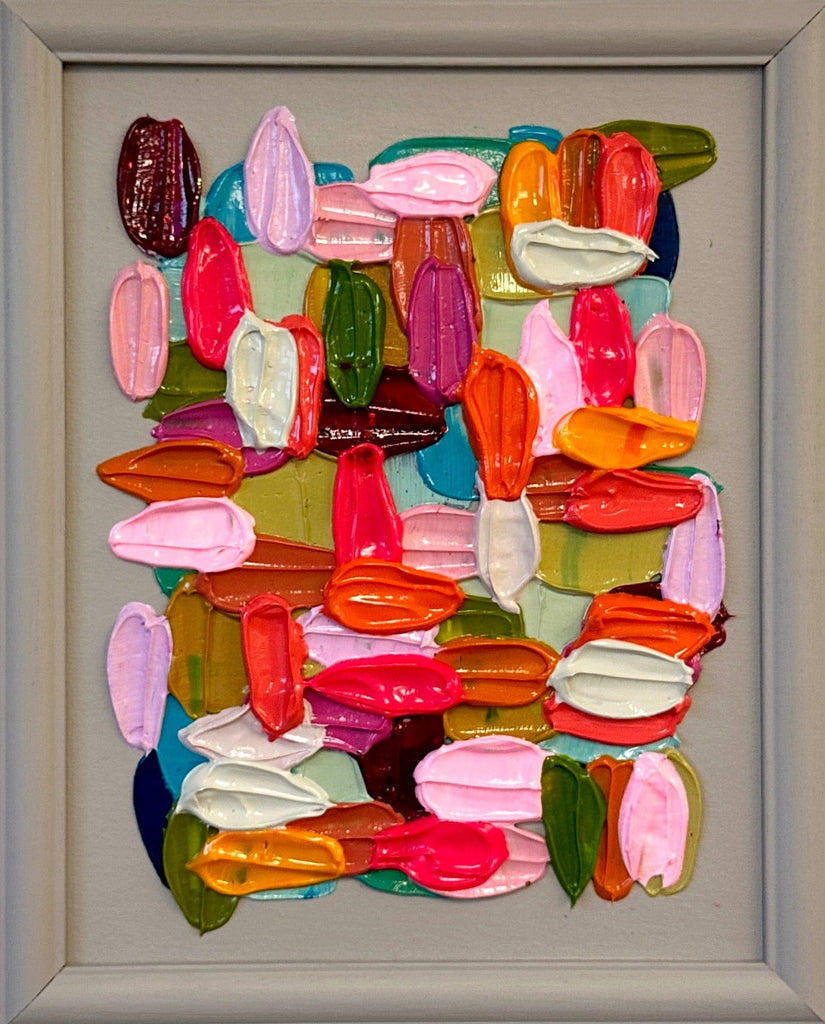 Colorful textured abstract art painting on canvas, framed original art