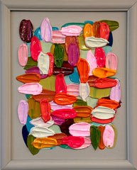 Colorful textured abstract art painting on canvas, framed original art