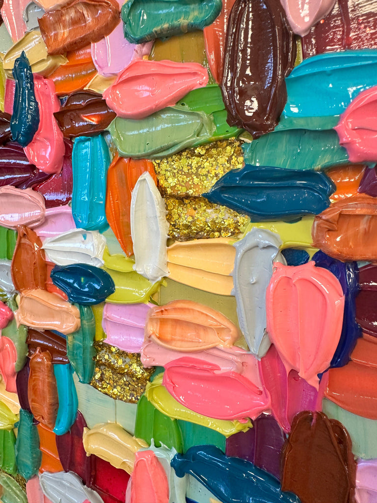 detail image of a colorful abstract painting by Shiri Phillips 