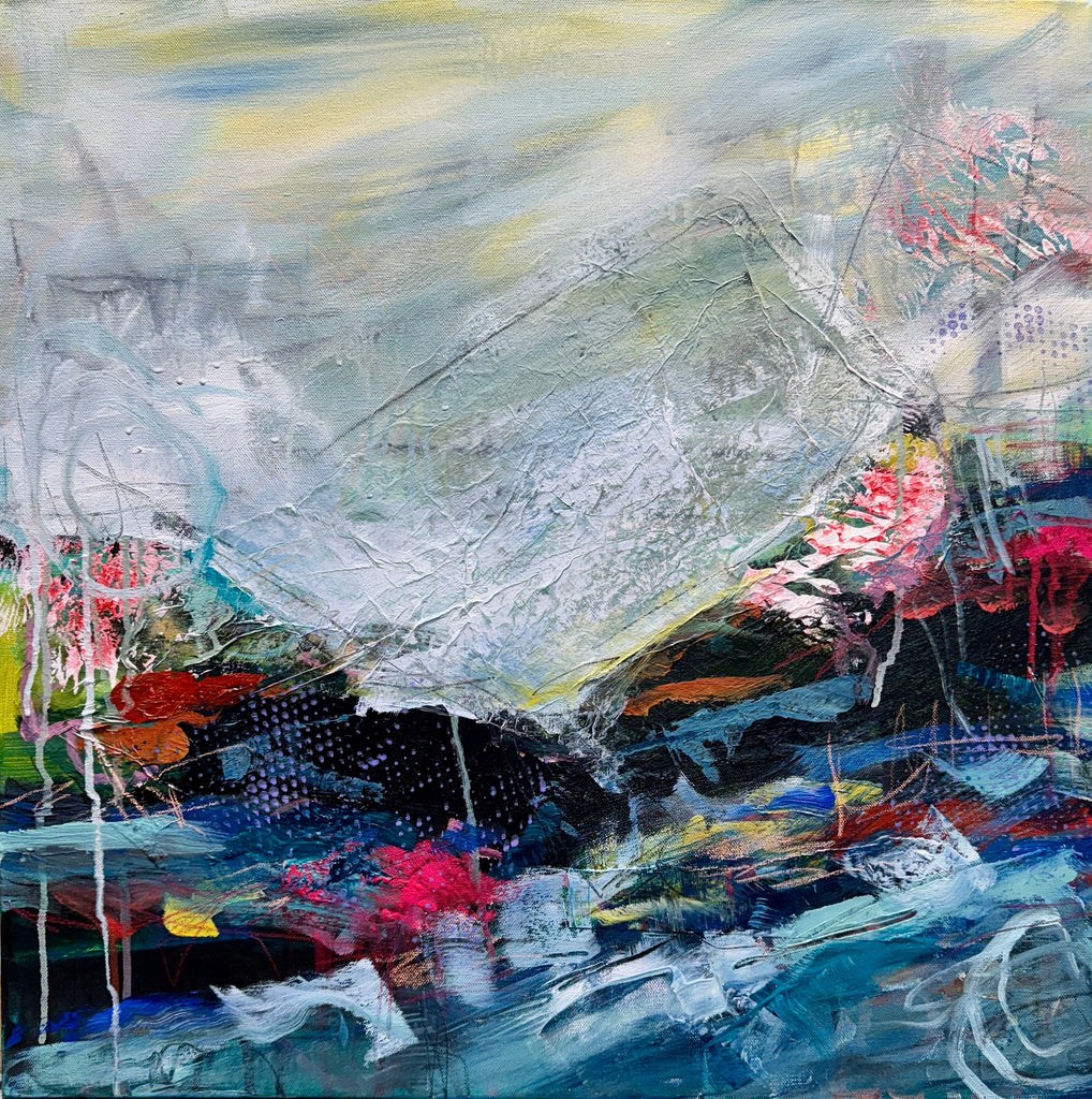 Abstract painting with a mix of colors and textures