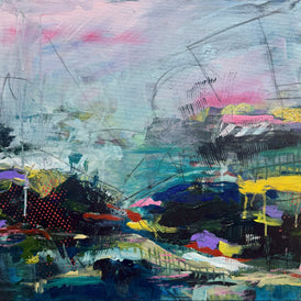 Abstract artwork with a mix of colors and shapes