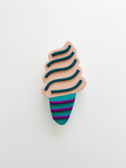 Ice cream pop art contemporary wall sculpture light pink and teal