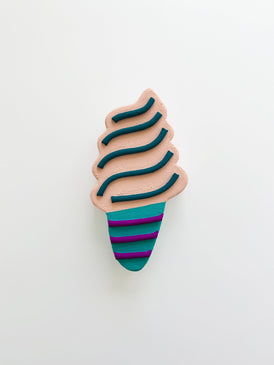 Ice cream pop art contemporary wall sculpture light pink and teal