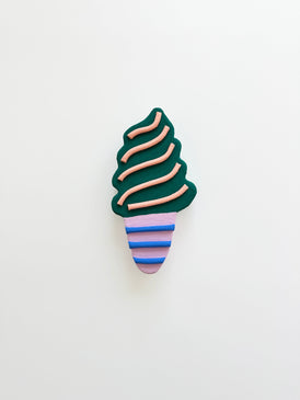 Ice cream wall art sculpture dark green and lavender