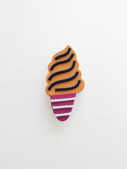 Home decor original wall art ice cream cone sculpture orange and pink