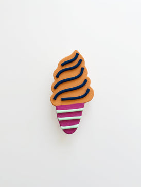 Home decor original wall art ice cream cone sculpture orange and pink