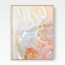 Nicolle Cure art contemporary coral and beige abstract painting on canvas